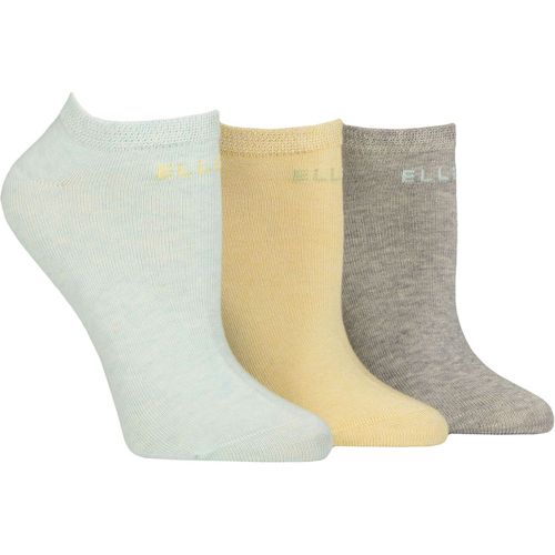 Ladies 3 Pair Elle Plain, Stripe and Patterned Cotton No-Show Socks Fresh Mint Plain 4-8 - SockShop - Modalova