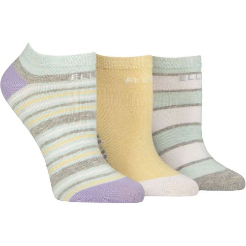 Ladies 3 Pair Plain, Stripe and Patterned Cotton No-Show Socks Fresh Mint Striped 4-8 - Elle - Modalova