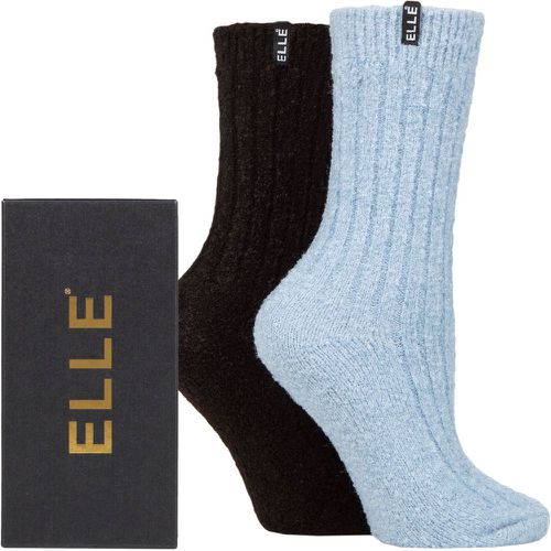 Ladies 2 Pair Boucle Gift Boxed Boot Socks Dusky Blue / Black 4-8 Ladies - Elle - Modalova