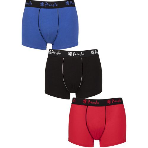 Mens 3 Pack Pringle Combed Cotton Trunks Blue / Black / Red S - SockShop - Modalova