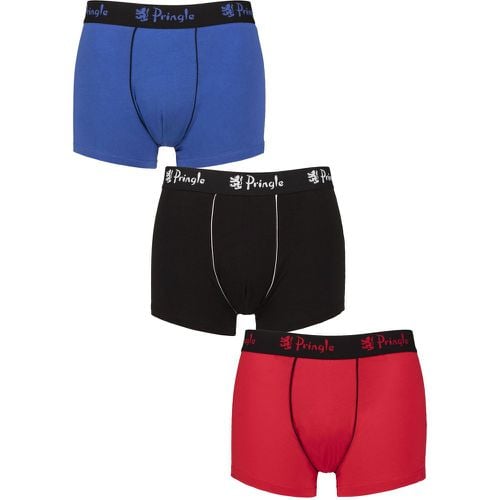 Mens 3 Pack Pringle Combed Cotton Trunks Blue / Black / Red L - SockShop - Modalova