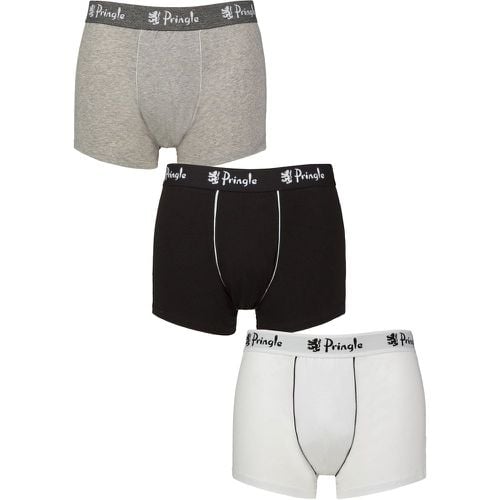 Mens 3 Pack Pringle Combed Cotton Trunks Black / Grey / White S - SockShop - Modalova