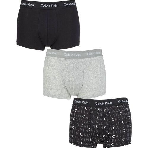 Mens 3 Pair Low Rise Trunks Black / Grey / Logo Medium - Calvin Klein - Modalova
