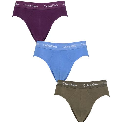 Mens 3 Pack Cotton Stretch Hip Briefs Cheshire Purple / Active Blue / Army M - Calvin Klein - Modalova