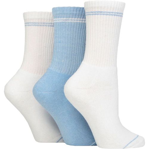 Ladies 3 Pair SOCKSHOP 100% Recycled Fashion Cotton Sports Socks White / Light Blue 4-8 - TORE - Modalova