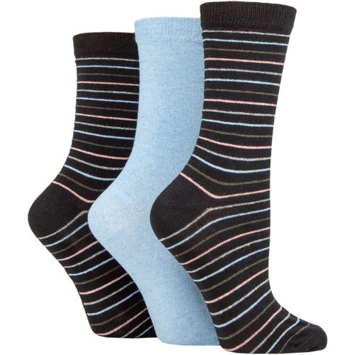 Ladies 3 Pair SOCKSHOP 100% Recycled Multi Stripe Cotton Socks 4-8 Ladies - TORE - Modalova