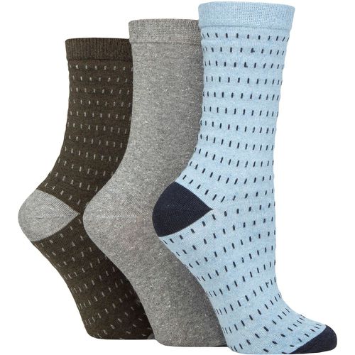 Ladies 3 Pair SOCKSHOP 100% Recycled Cotton Dash Patterned Socks Small Dash Blue / Green 4-8 - TORE - Modalova