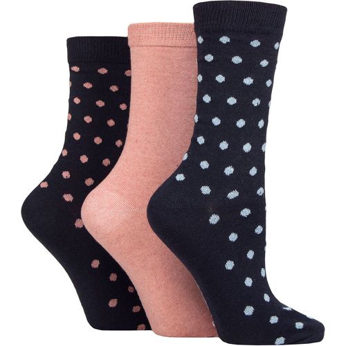Ladies 3 Pair SOCKSHOP 100% Recycled Cotton Polka Dot Patterned Socks Spots Navy 4-8 - TORE - Modalova