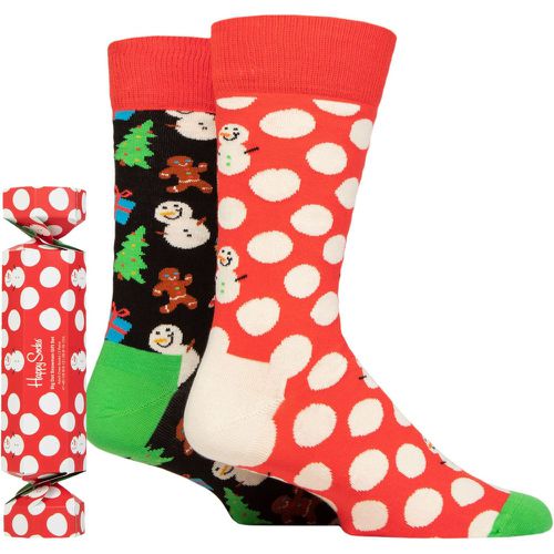 Mens and Ladies 2 Pair Big Dot Snowman Gift Boxed Socks Multi 7.5-11.5 Unisex - Happy Socks - Modalova