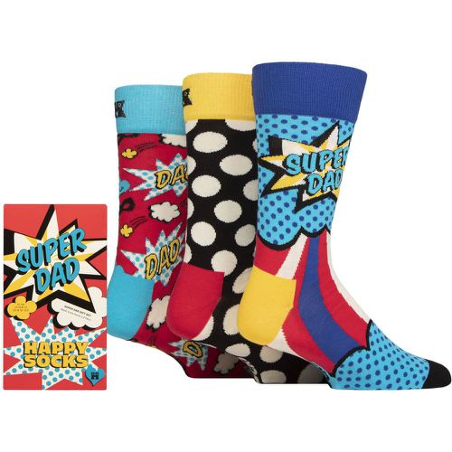 Mens 3 Pair Happy Socks Super Dad Gift Boxed Socks Multi 7.5-11.5 Unisex - SockShop - Modalova