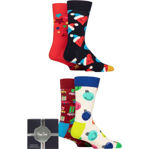 Mens and Ladies 4 Pair Holiday Vibes Gift Boxed Socks Multi 7.5-11.5 Unisex - Happy Socks - Modalova
