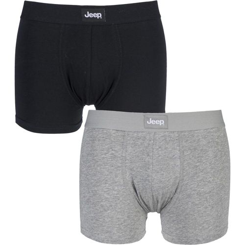 Pack Black / Grey Marl Cotton Plain Fitted Hipster Trunks Men's Small - Jeep - Modalova