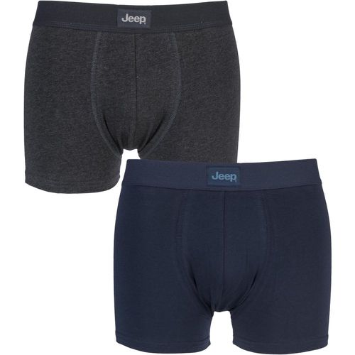 Pack Navy / Charcoal Cotton Plain Fitted Hipster Trunks Men's Small - Jeep - Modalova