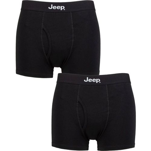 Mens 2 Pack Cotton Plain Fitted Key Hole Trunk Boxer Shorts / L - Jeep - Modalova