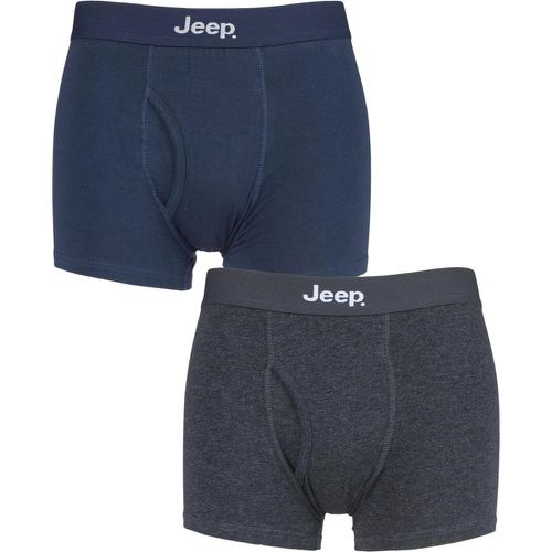 Pack Navy / Charcoal Cotton Plain Fitted Key Hole Trunk Boxer Shorts Men's Extra Large - Jeep - Modalova