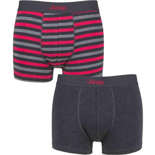 Mens 2 Pack Plain and Striped Fitted Trunks Charcoal / Berry Extra Large - Jeep - Modalova