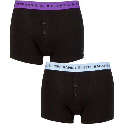 Mens 2 Pack Plymouth Button Cotton Boxer Shorts Blue / Purple S - Jeff Banks - Modalova