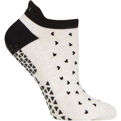 Women's 1 Pair Savvy Organic Cotton Low Rise Yoga Socks with Grip Follow Your Heart 3-5.5 Ladies - Tavi Noir - Modalova