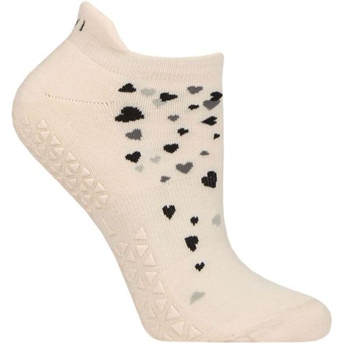 Women's 1 Pair Savvy Organic Cotton Low Rise Yoga Socks with Grip Heart To Heart 3-5.5 Ladies - Tavi Noir - Modalova