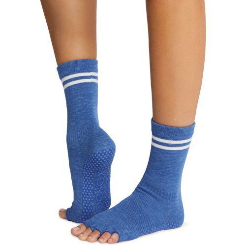 Ladies 1 Pair ToeSox Organic Cotton Full Toe Grip Crew Socks Royal S - SockShop - Modalova