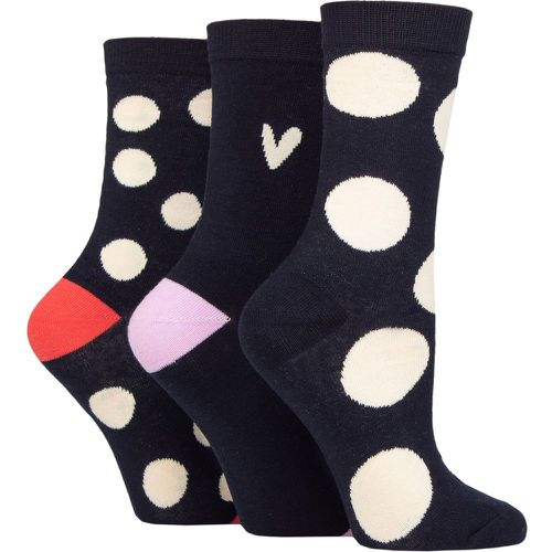 Ladies 3 Pair Patterned Cotton Socks Navy Spots 4-8 Ladies - Caroline Gardner - Modalova