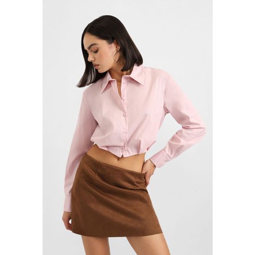 Camicia cropped monocolour con colletto classico - Please - Modalova