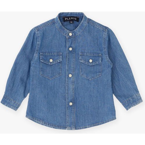 Camicia jeans baby in puro cotone con tasche applicate - Please - Modalova