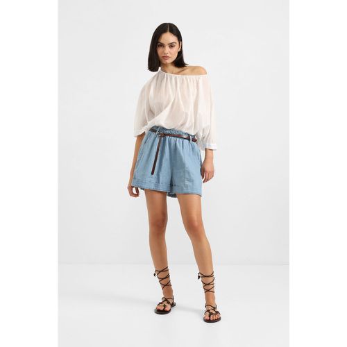 Shorts jeans con tasche verticali e cuciture dettaglio - Please - Modalova