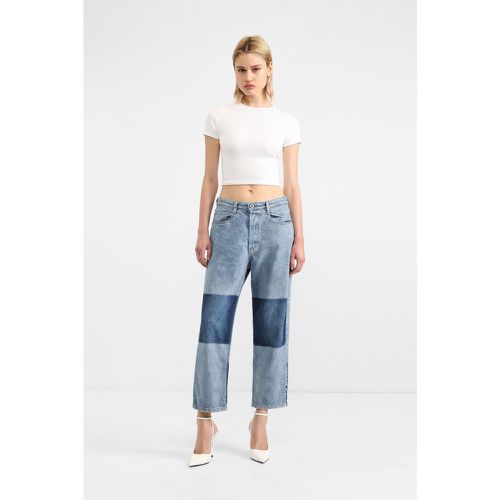 Jeans straight in puro cotone con inserti a contrasto - Please - Modalova