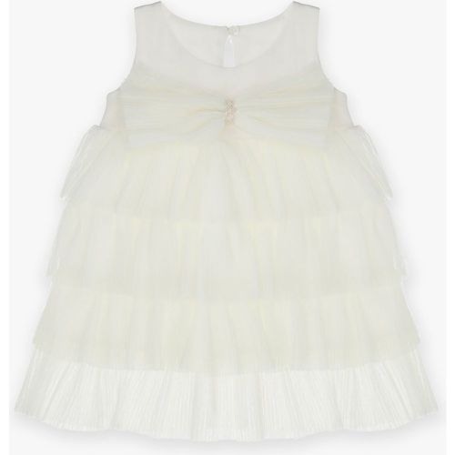 Mini abito baby smanicato a balze monocolour con fiocco - Please - Modalova