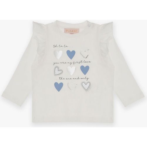 Maglia baby in cotone con cuori stampati e volant - Please - Modalova