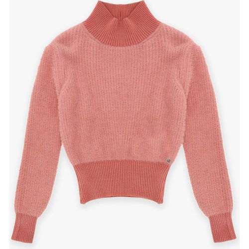 Maglione bambina a coste con collo alto - Please - Modalova