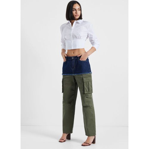Pantaloni cargo monocolour con parte superiore in jeans - Please - Modalova