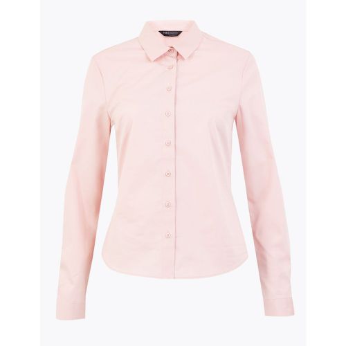 Cotton Fitted Long Sleeve Shirt pink - Marks & Spencer - Modalova