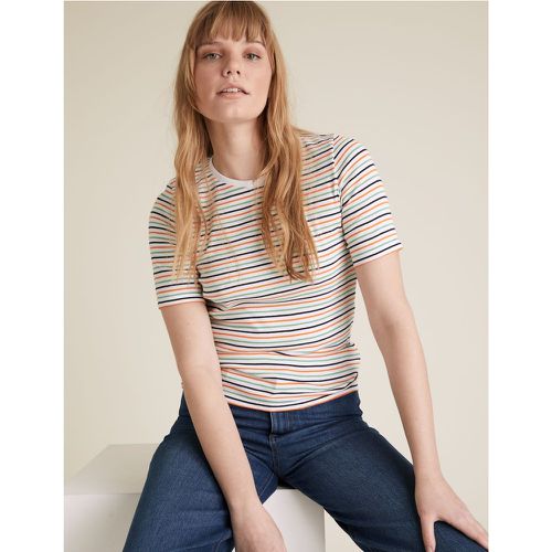 Pure Cotton Striped Regular Fit T-Shirt white - Marks & Spencer - Modalova