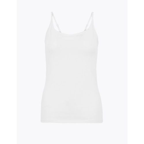 Cotton Fitted Cami Top white - Marks & Spencer - Modalova