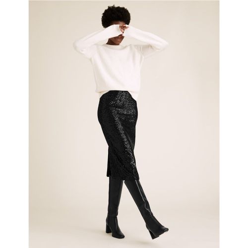 Sequin Midi Straight Skirt black - Marks & Spencer - Modalova