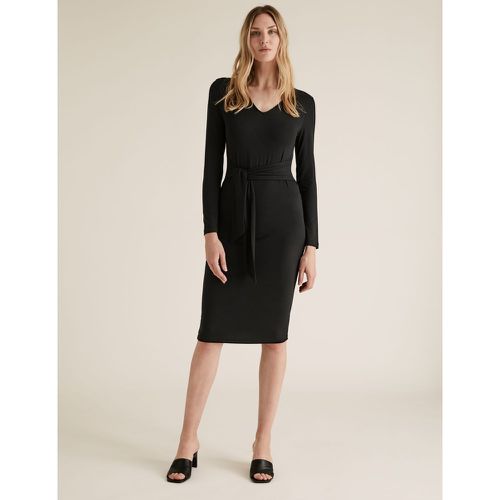 V-Neck Belted Bodycon Dress black - Marks & Spencer - Modalova