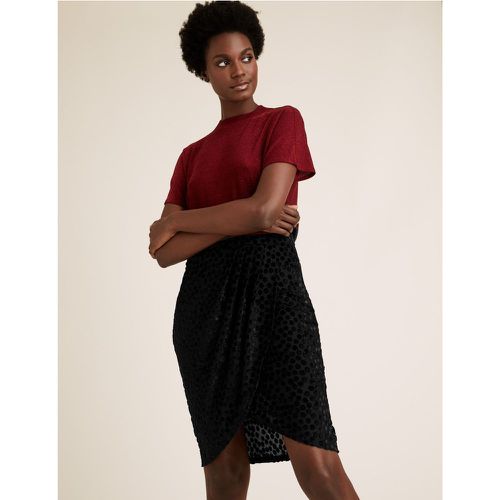 Velvet Polka Dot Knee Length Wrap Skirt - Marks & Spencer - Modalova