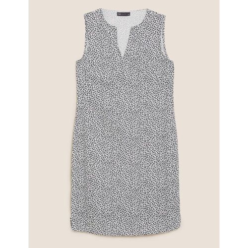 Linen Leaf Print Shift Dress cream - Marks & Spencer - Modalova