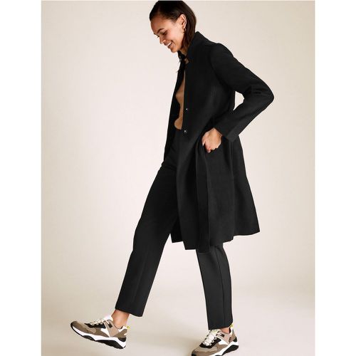 Belted Notch Neck Overcoat black - Marks & Spencer - Modalova