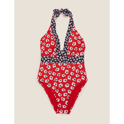 Floral Halterneck Plunge Swimsuit red - Marks & Spencer - Modalova