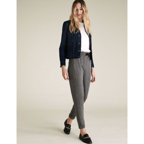Jersey Checked Tapered Trousers with Cotton grey - Marks & Spencer - Modalova