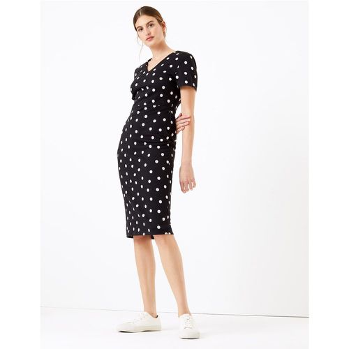 Jersey Polka Dot V-Neck Knee Length Dress black - Marks & Spencer - Modalova