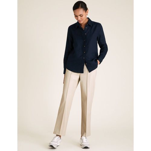 Evie Straight Leg Faux Leather 7/8 Trousers beige - Marks & Spencer - Modalova