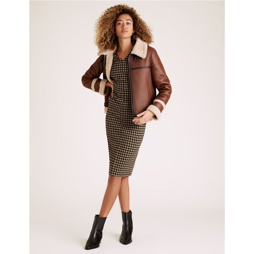 Jersey Dogtooth V-Neck Tailored Dress brown - Marks & Spencer - Modalova