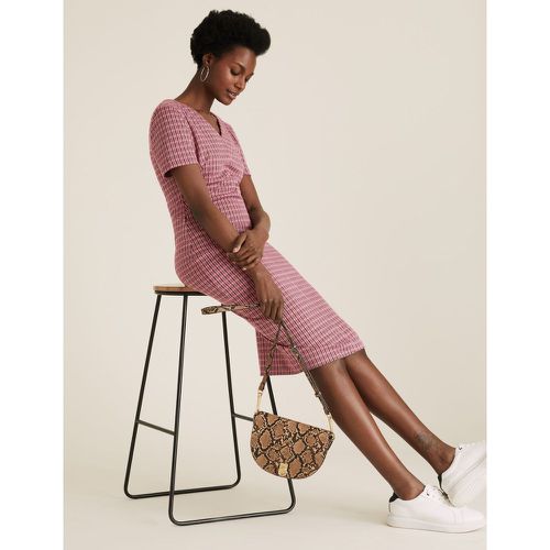 Jersey Dogtooth V-Neck Midi Tailored Dress pink - Marks & Spencer - Modalova