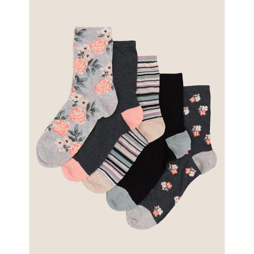 Pk Cotton Floral Ankle High Socks grey - Marks & Spencer - Modalova