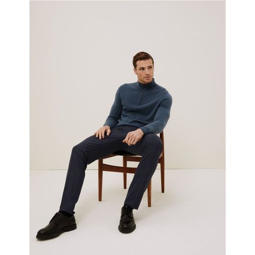 Slim Fit Flat Front Stretch Trousers navy - Marks & Spencer - Modalova