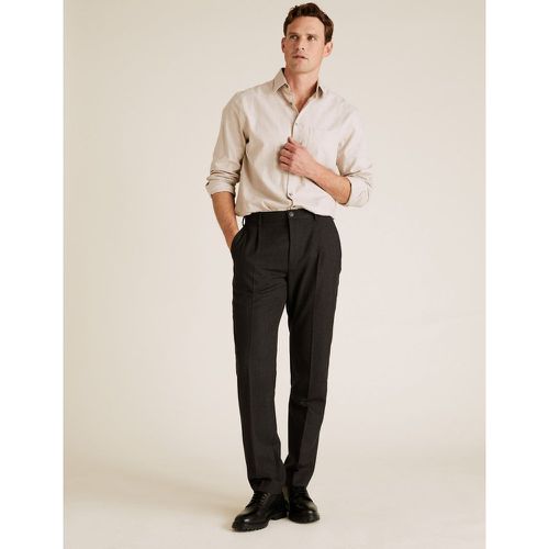 Regular Fit Wool Flat Front Trousers - Marks & Spencer - Modalova